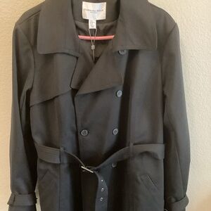Carolina Belle Women's Elegant Black Trench Coat Pee Jacket. XL